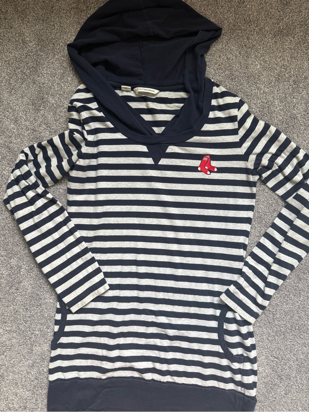 Cutter & Buck ~Red Sox Logo Navy Top with Cream Stripe Detail